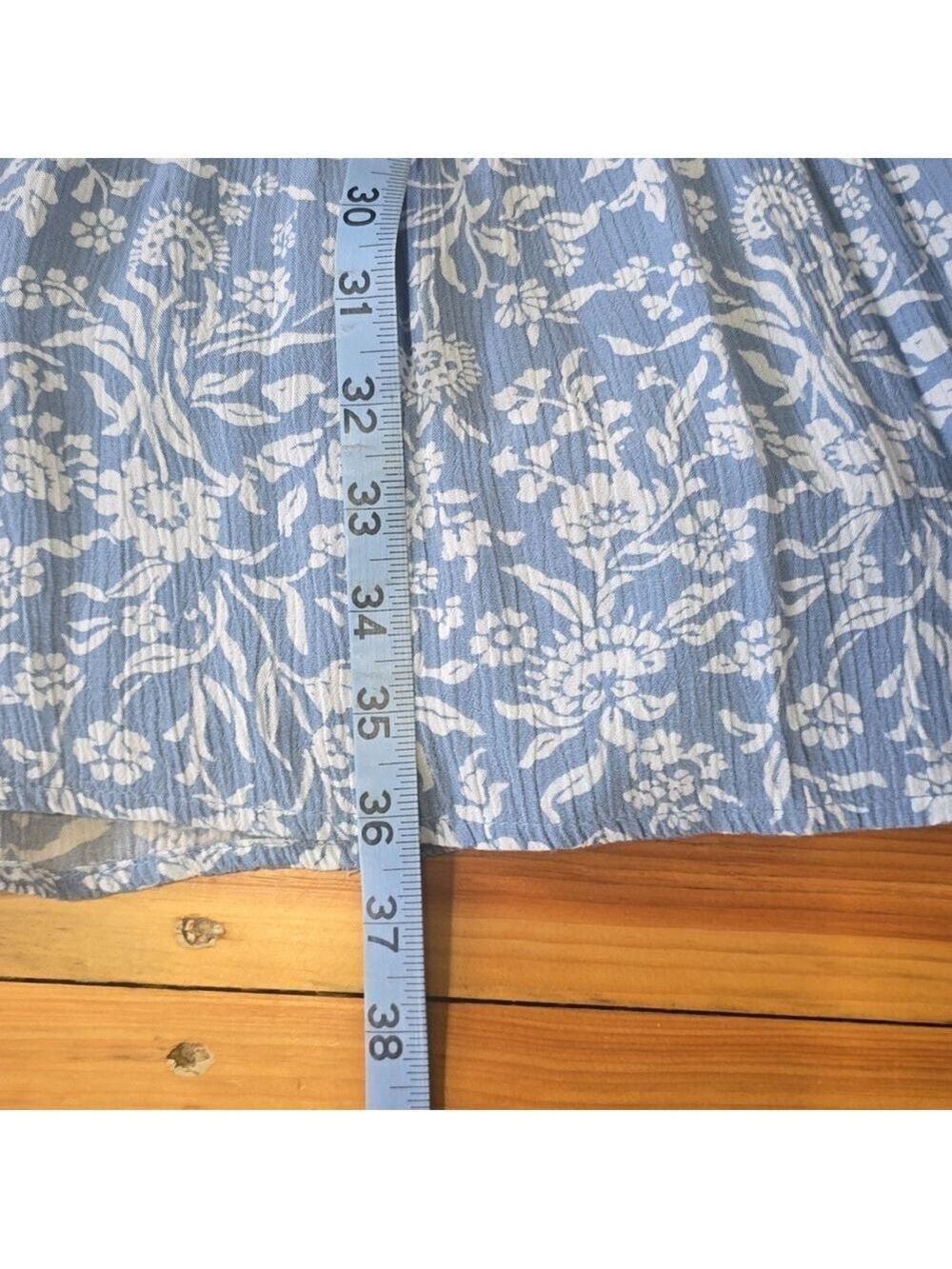 Lucky Brand Blue Floral Flirty Flutter Sleeve Shirred Bust Midi Dress - Picture 11 of 11